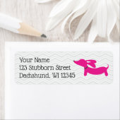 Retro-Adressetiketten in Rosa und Grau Dackel (Insitu)