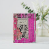 Retro Ads on Pink Collage with Women Postkarte (Stehend Vorderseite)