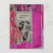 Retro Ads on Pink Collage with Women Postkarte (Vorderseite)