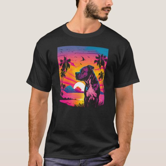 Retro Aesthetic American Staffordshire Terrier dog T-Shirt (Vorderseite)