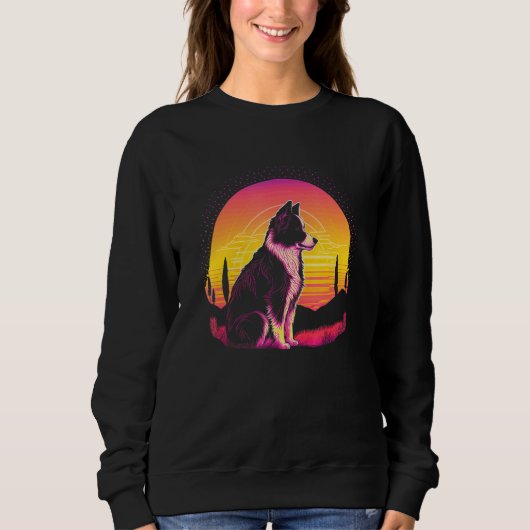 Retro Aesthetic Border Collie dog Sweatshirt (Vorderseite)