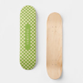 Retro Aesthetic Checkerboard Name Lime Green   Skateboard (Vorderseite)