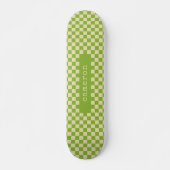 Retro Aesthetic Checkerboard Name Lime Green   Skateboard (Vorne)