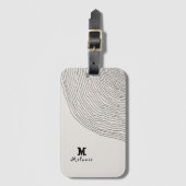 Retro aesthetic stripes minimal Monogram Gepäckanhänger (Vorderseite Vertikal)