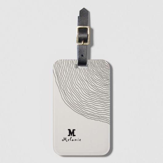 Retro aesthetic stripes minimal Monogram Gepäckanhänger (Vorderseite Vertikal)