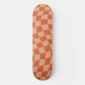 Retro Aesthetic Vibrant Peach Orange Checkerboard Skateboard (Vorderseite)