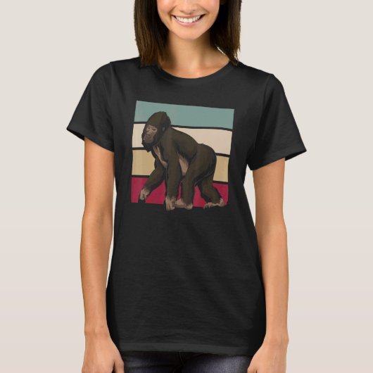 Retro-Affe Affe Zoo-Tier Gorilla Gorilla T-Shirt (Vorderseite)