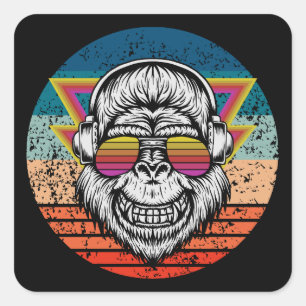 Retro-Affe Quadratischer Aufkleber