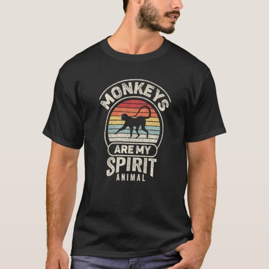Retro-Affen sind mein Geist-Tier-Affe T-Shirt (Vorderseite)