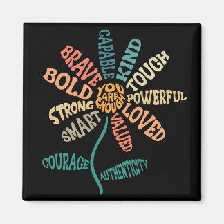 Retro-Affirmation-Blume Du bist genug Magnet