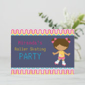 Retro African American Roller Skaten Party Einladung (Stehend Vorderseite)