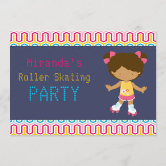 Retro African American Roller Skaten Party Einladung