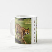 Retro Afrika Gepard Landschaft Kaffeetasse (Vorderseite Links)