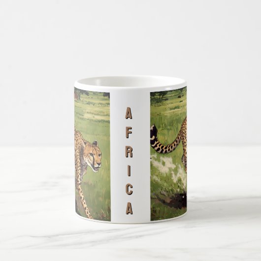 Retro Afrika Gepard Landschaft Kaffeetasse (Mittel)