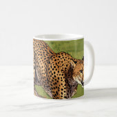Retro Afrika Gepard Landschaft Kaffeetasse (VorderseiteRechts)
