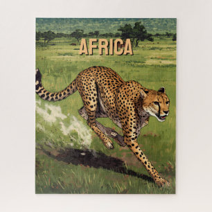 Retro Afrika Gepard Landschaft Puzzle