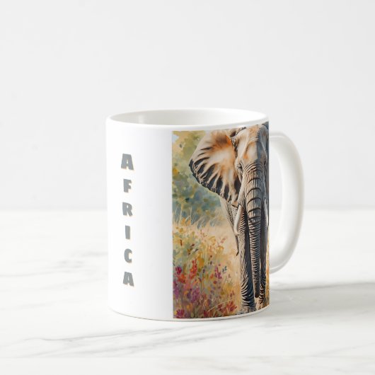 Retro Afrikanischer Elefant Szenisch Kaffeetasse (VorderseiteRechts)