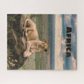 Retro Afrikanischer Löwe Landschaft Puzzle (Horizontal)