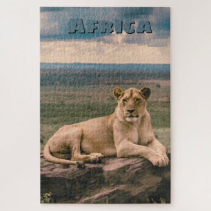 Retro Afrikanischer Löwe Szene Puzzle