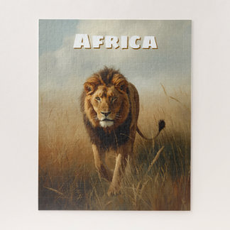 Retro Afrikanischer Löwe Szenisch Puzzle