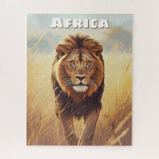 Retro Afrikanischer Löwe Szenisch Puzzle (Vertikal)