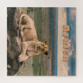 Retro Afrikanischer Löwe Szenisch Puzzle (Horizontal)