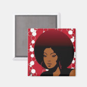 Retro Afro Magnet (Vorderseite/Rückseite)