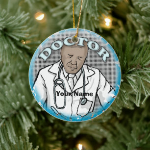Retro Afro Männliche Doctor individuelle Name Keramik Ornament
