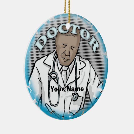 Retro Afro Männliche Doctor individuelle Name Keramik Ornament (Rechts)