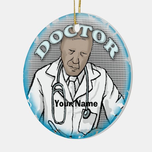 Retro Afro Männliche Doctor individuelle Name Keramik Ornament (Links)