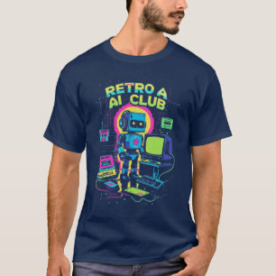 Retro AI Club - Robot Pixel Art T - Shirt der 90er
