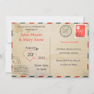 Retro Air Mail Postcard Einladung