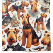 Retro Airedale Terrier Seamless Duschvorhang (Vorderseite)