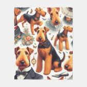 Retro Airedale Terrier Seamless Fleecedecke (Vorderseite)
