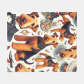 Retro Airedale Terrier Seamless Fleecedecke (Vorderseite (Horizontal))