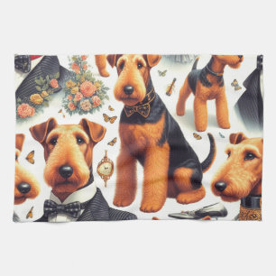Retro Airedale Terrier Seamless Geschirrtuch