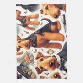 Retro Airedale Terrier Seamless Geschirrtuch (Vertikal)