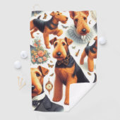Retro Airedale Terrier Seamless Golfhandtuch (Insitu)