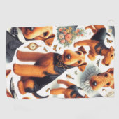 Retro Airedale Terrier Seamless Golfhandtuch (Horizontal)