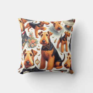 Retro Airedale Terrier Seamless Kissen