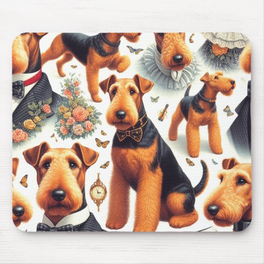 Retro Airedale Terrier Seamless Mousepad (Vorne)