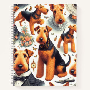 Retro Airedale Terrier Seamless Notizblock