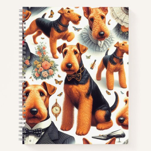 Retro Airedale Terrier Seamless Notizblock (Vorderseite)