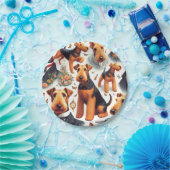Retro Airedale Terrier Seamless Pappteller (Party)