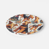 Retro Airedale Terrier Seamless Pappteller (Schrägansicht)