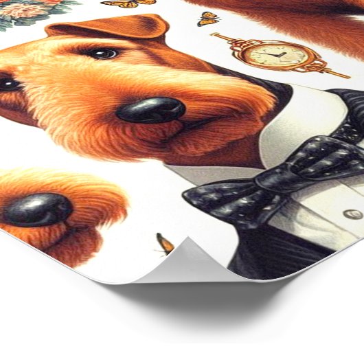 Retro Airedale Terrier Seamless Poster (Ecke)