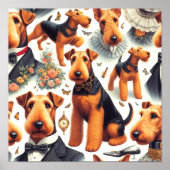 Retro Airedale Terrier Seamless Poster (Vorne)