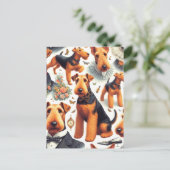 Retro Airedale Terrier Seamless Postkarte (Stehend Vorderseite)