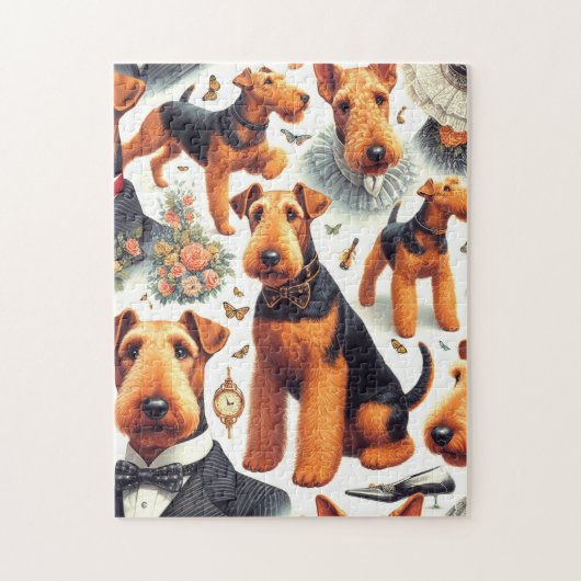 Retro Airedale Terrier Seamless Puzzle (Vertikal)