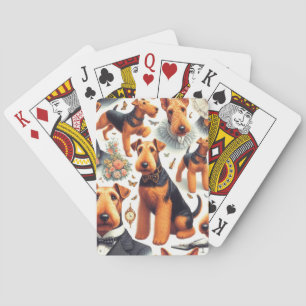 Retro Airedale Terrier Seamless Spielkarten